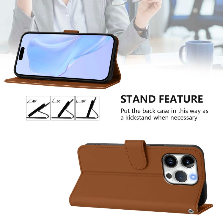 Skin Feel Solid Color Leather Phone Case with Lanyard, For iPhone 16 Pro, For iPhone 16 Plus