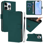 Skin Feel Solid Color Leather Phone Case with Lanyard, For iPhone 16 Pro, For iPhone 16 Plus