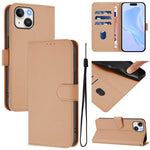 Skin Feel Solid Color Leather Phone Case with Lanyard, For iPhone 14 / 13, For iPhone 14 Pro