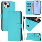 Skin Feel Solid Color Leather Phone Case with Lanyard, For iPhone 14 / 13, For iPhone 14 Pro