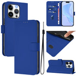 Skin Feel Solid Color Leather Phone Case with Lanyard, For iPhone 14 / 13, For iPhone 14 Pro