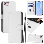 Skin Feel Solid Color Leather Phone Case with Lanyard, For iPhone 14 Pro Max, For iPhone SE 2022 / 2020