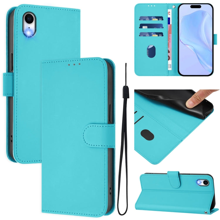 Skin Feel Solid Color Leather Phone Case with Lanyard, For iPhone XR, For iPhone XS Max