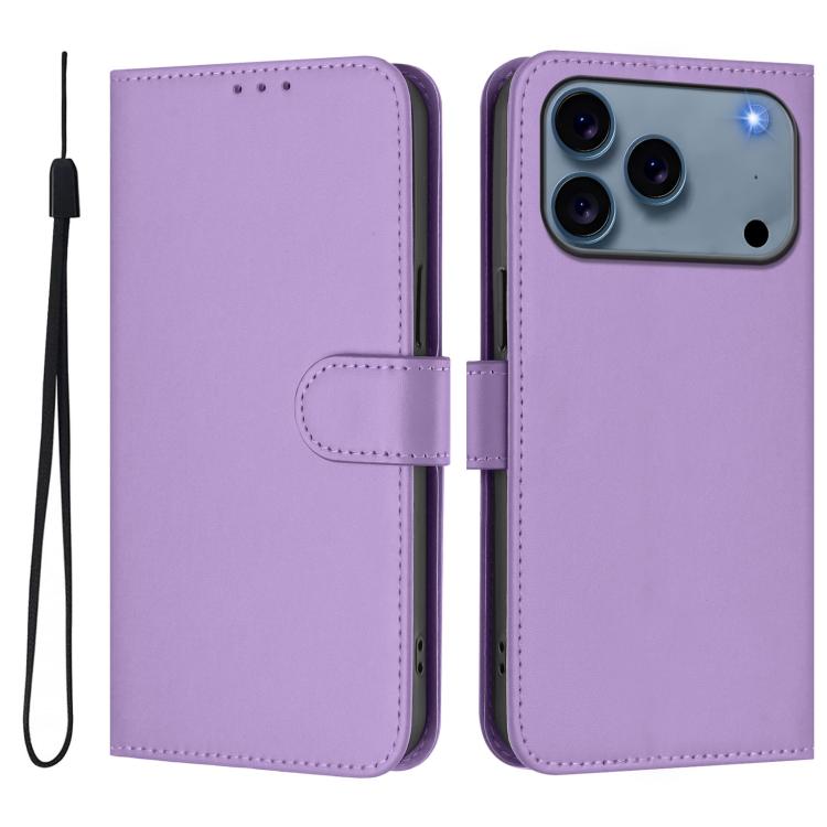 Skin Feel Solid Color Leather Phone Case with Lanyard, For iPhone 17e / 16e, For iPhone 17 Pro Max