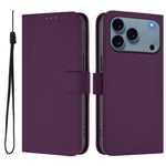 Skin Feel Solid Color Leather Phone Case with Lanyard, For iPhone 17e / 16e, For iPhone 17 Pro Max