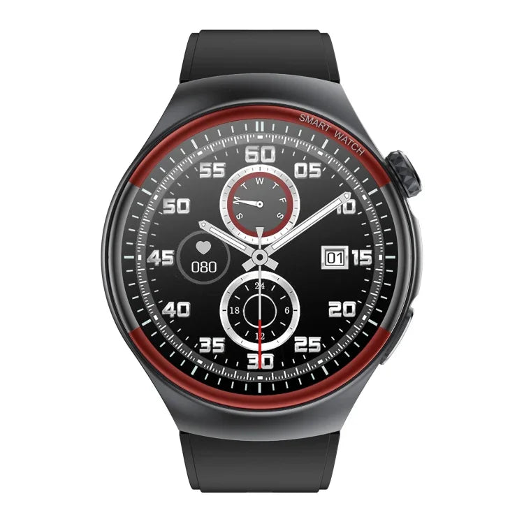 T82 1.43 inch Round Screen BT Call Smart Watch, Heart Rate / Blood Pressure / Blood Oxygen / Sleep / Blood Sugar / HRV / Metope / SOS, Silicone Black, Silicone Red, Silicone Blue, Leather Brown, Leather Black, Stainless Steel Black