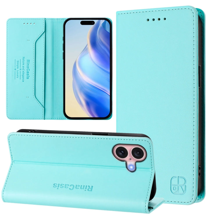 RC01 Dual-Folded Magnetic Suction RFID Leather Phone Case, For iPhone 16 Pro, For iPhone 16 Plus, For iPhone 16, For iPhone 15 Pro Max, For iPhone 15 Pro, For iPhone 15 Plus