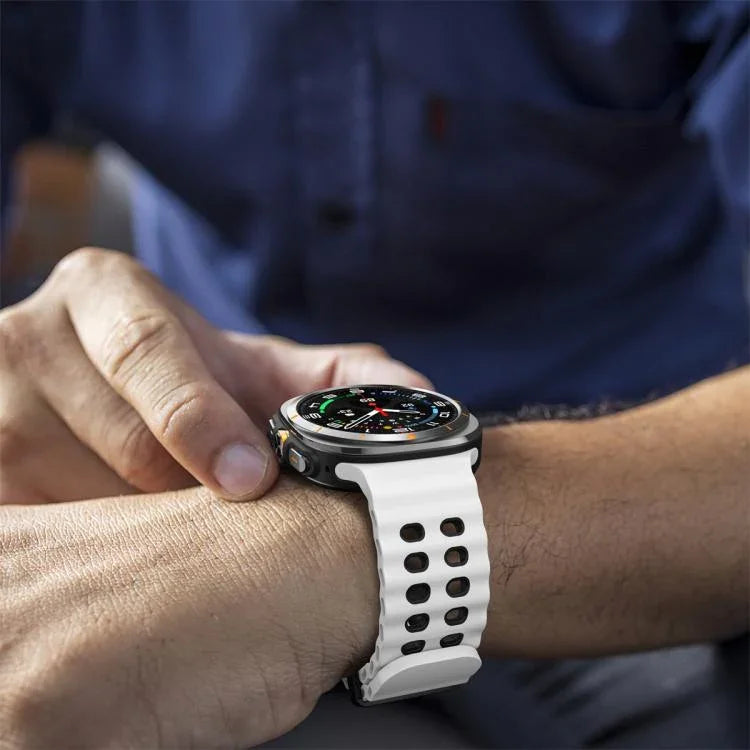 Ocean Two Color Dual-Row Hole Silicone Watch Band, For Samsung Galaxy Watch Ultra 47mm / Ultra 2025
