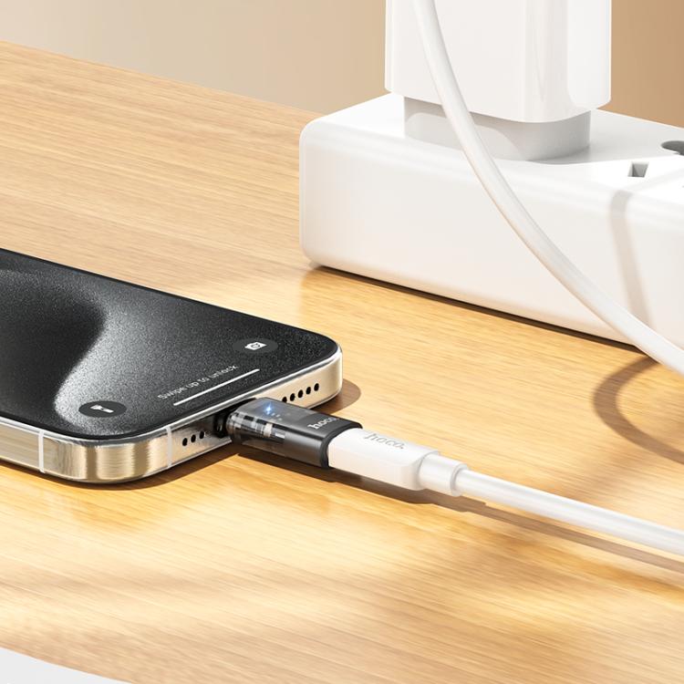 hoco UA36D USB-C / Type-C Male to 8 Pin Female OTG Transparent Adapter, USB-C / Type-C Male to 8 Pin Female