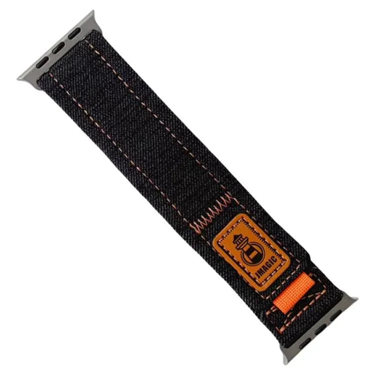 Denim Nylon Hook and Loop Fastener Canvas Watch Band, For Apple Watch 46mm / 49mm / 45mm / 44mm, For Apple Watch 42mm / 41mm / 40mm / 38mm