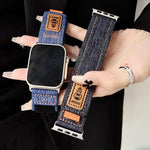 Denim Nylon Hook and Loop Fastener Canvas Watch Band, For Apple Watch 46mm / 49mm / 45mm / 44mm, For Apple Watch 42mm / 41mm / 40mm / 38mm