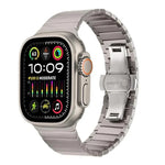 Butterfly Clasp One-Bead Titanium Alloy Watch Band, For Apple Watch 46mm / 49mm / 45mm / 44mm