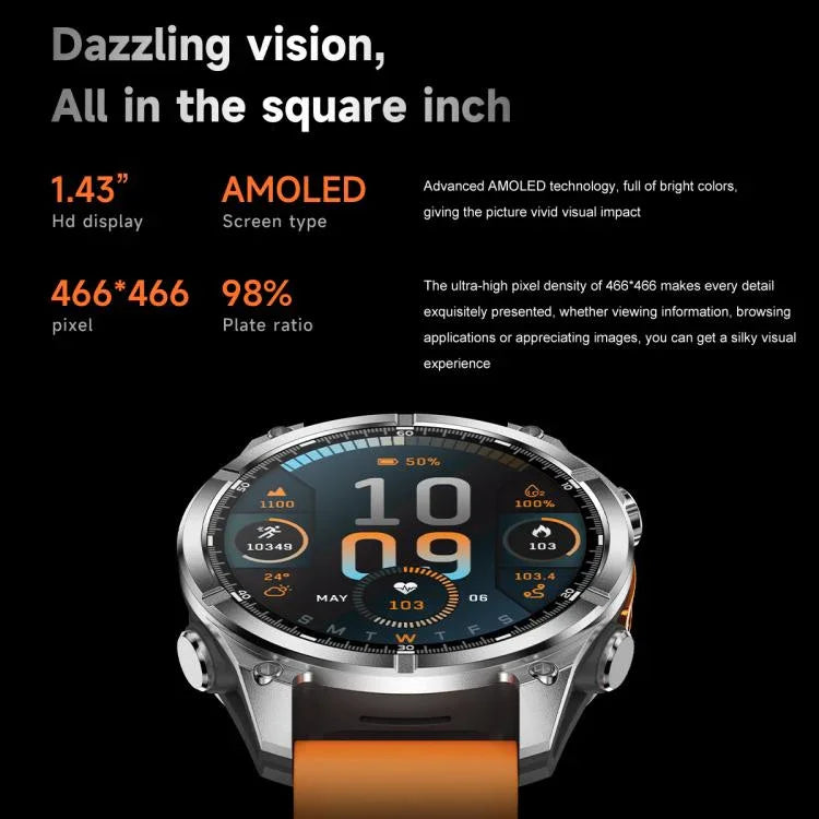 HD300 1.43 inch AMOLED Screen Silicone Strap Sports Smart Watch Supports Blood Oxygen Detection