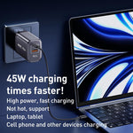 REMAX U2-AC 45W USB and Type-C GaN Digital Display Fast Charger, EU Plug, UK Plug