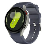 Silver Pin Buckle Leather Silicone Watch Band, For Samsung Galaxy Watch 7 / 6 / 5 / 4