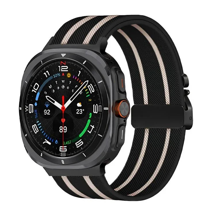 Parachute Buckle Stripe Nylon Elastic Braided Watch Band, For Samsung Galaxy Watch Ultra 47mm / Ultra 2025