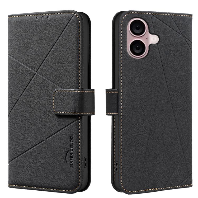 Geometric Pattern RFID Leather Phone Case, For iPhone 16e / 17e, For iPhone 17 Pro Max, For iPhone 17 Pro, For iPhone 17, For iPhone Air, For iPhone 16 Pro Max, For iPhone 16 Pro, For iPhone 16 Plus