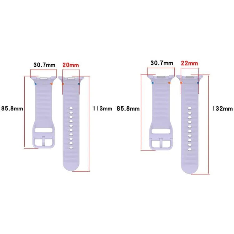 xDfind Wavy Grain Stitched Colorful Buckle Silicone Watch Band, For Samsung Galaxy Watch FE / 7 / 6 / 5 / 4