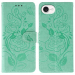 Rose Butterfly Embossed Leather Phone Case, For iPhone 17e / 16e, For iPhone 17 Pro Max, For iPhone 17 Pro, For iPhone 17, For iPhone Air