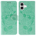 Rose Butterfly Embossed Leather Phone Case, For iPhone 17e / 16e, For iPhone 17 Pro Max, For iPhone 17 Pro, For iPhone 17, For iPhone Air