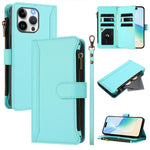 Magnetic Closure 9 Card Slots Zipper Leather Case with Hand Strap, For iPhone 14 Pro Max, For iPhone SE 2022 / 2020 / 8 / 7, For iPhone 13 Pro Max, For iPhone 13 Pro, For iPhone 13 mini, For iPhone 12 / 12 Pro, For iPhone 12 Pro Max, For iPhone 12 mini