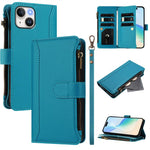 Magnetic Closure 9 Card Slots Zipper Leather Case with Hand Strap, For iPhone 14 Pro Max, For iPhone SE 2022 / 2020 / 8 / 7, For iPhone 13 Pro Max, For iPhone 13 Pro, For iPhone 13 mini, For iPhone 12 / 12 Pro, For iPhone 12 Pro Max, For iPhone 12 mini