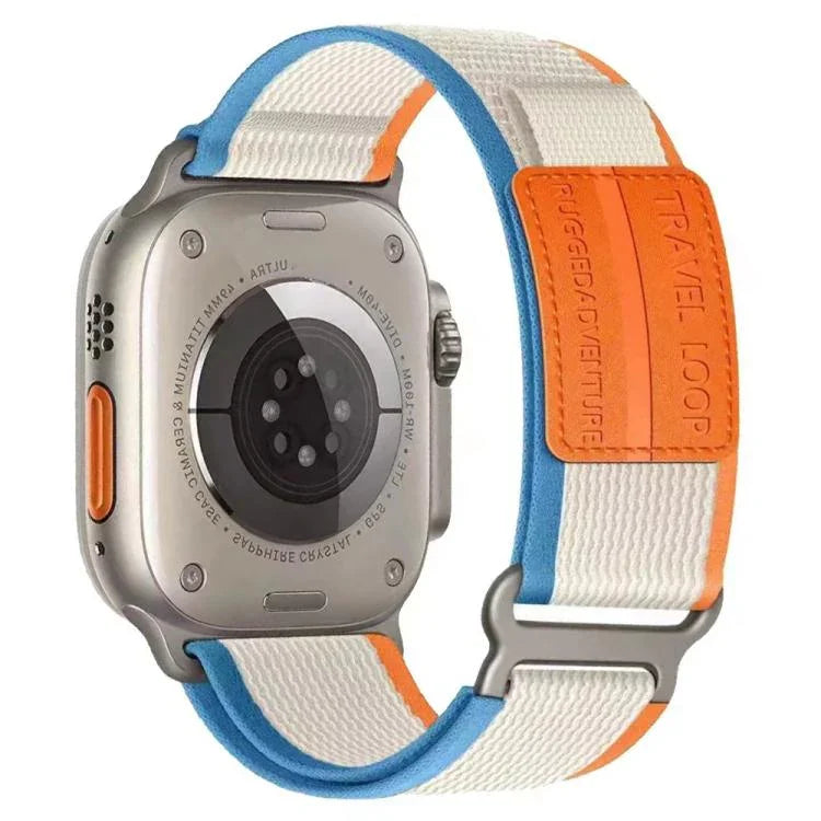 xDfind Double Section Metal Buckle Loop Nylon Braided Watch Band, For Apple Watch 46mm / 49mm / 45mm / 44mm, For Apple Watch 42mm / 41mm / 40mm / 38mm