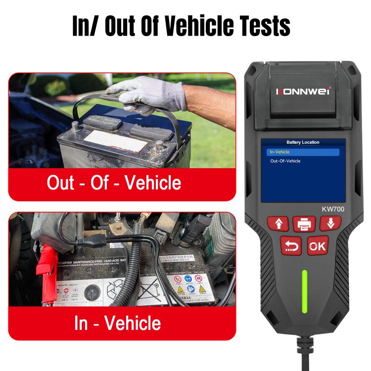 KONNWEI KW700 12V / 24V 2.8 inch Color Screen Car Battery Tester with Printer, KW700