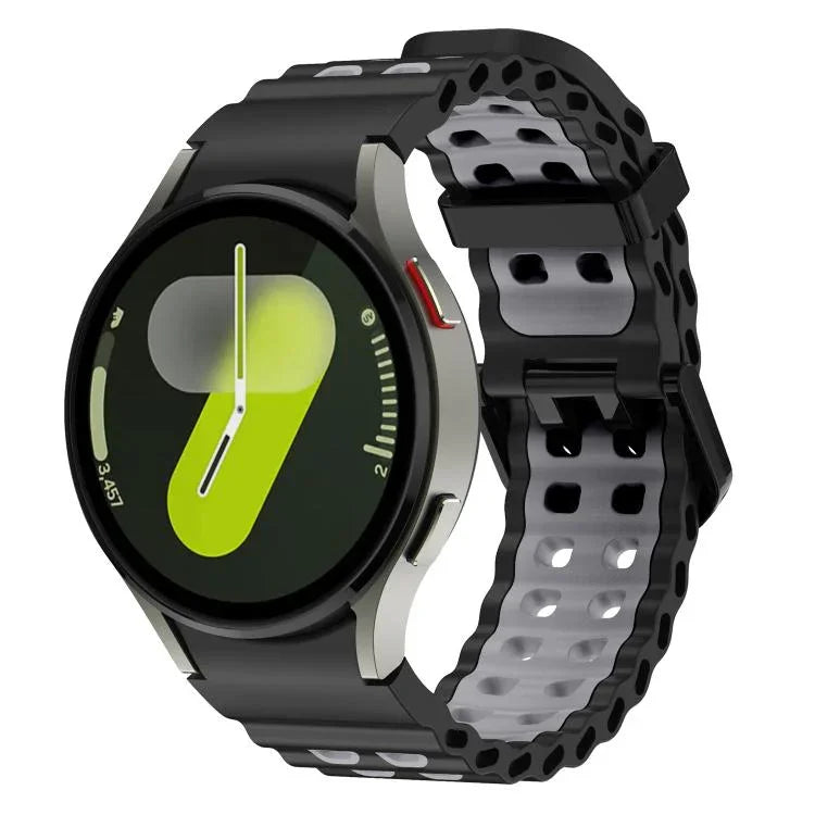 Ocean Dual-Row Hole Two Color Silicone Watch Band, For Samsung Galaxy Watch 7 40 / 44mm