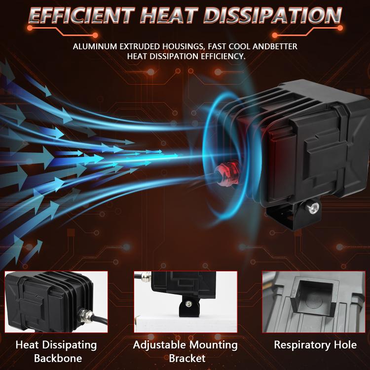 2pcs/Pack 35W 3600LM 6500K Car Square HD Large Lens Spotlight Work Light