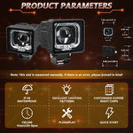 2pcs/Pack 35W 3600LM 6500K Car Square HD Large Lens Spotlight Work Light