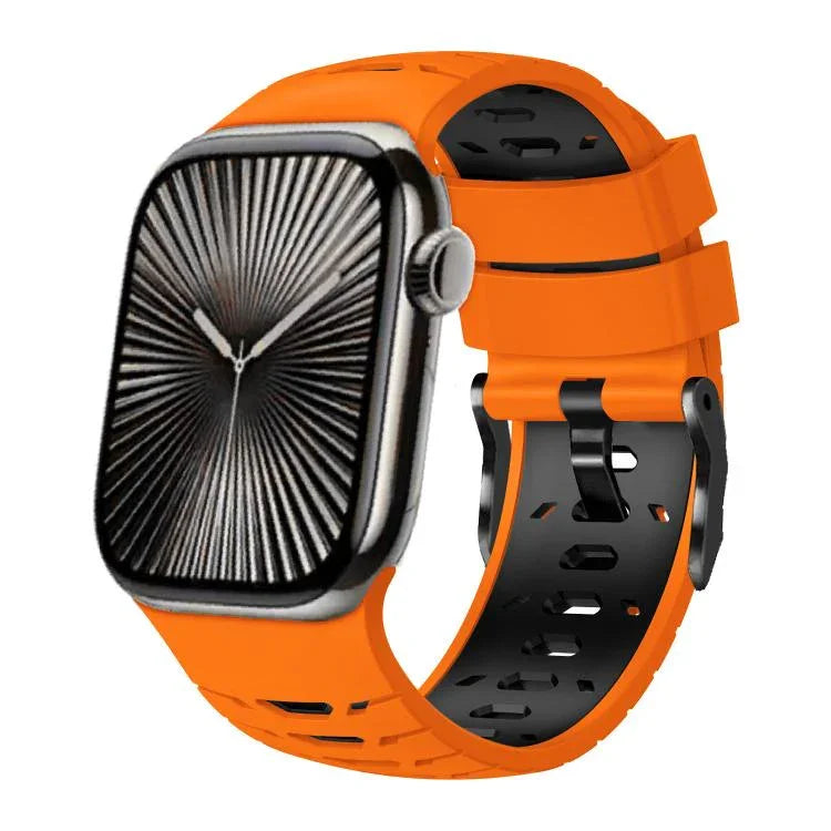 Trapezoid Two Color Silicone Watch Band, For Apple Watch 46mm / 49mm / 45mm / 44mm