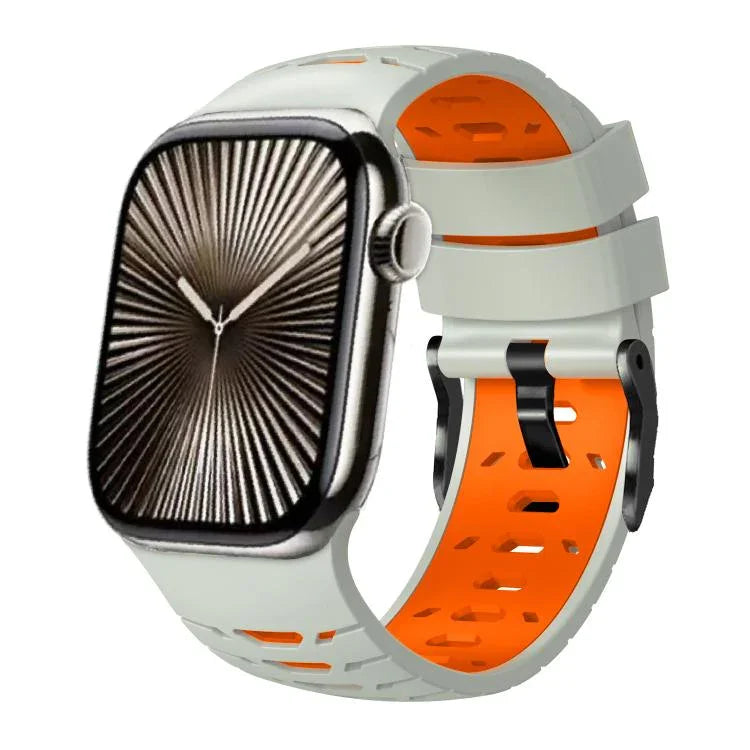 Trapezoid Two Color Silicone Watch Band, For Apple Watch 46mm / 49mm / 45mm / 44mm