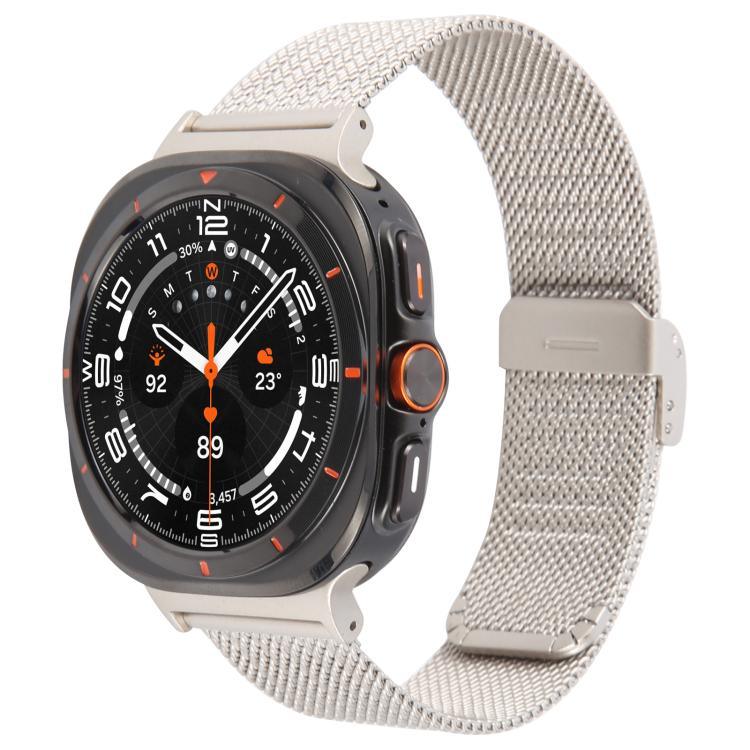 Integrated Buckle Embossed Milanese Metal Watch Band, For Samsung Galaxy Watch Ultra 47mm / Ultra 2025