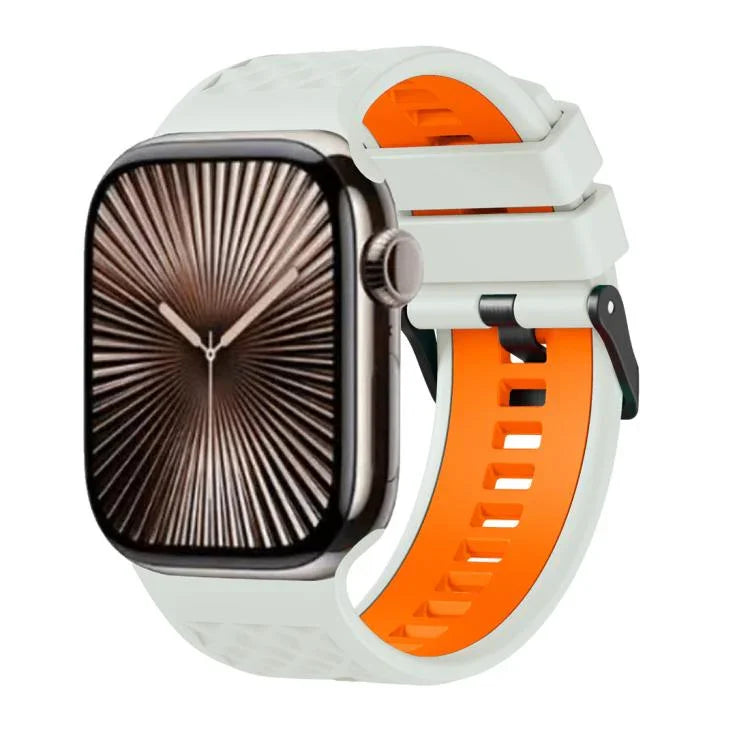 Diamond Texture Two Color Silicone Watch Band, For Apple Watch 46mm / 49mm / 45mm / 44mm