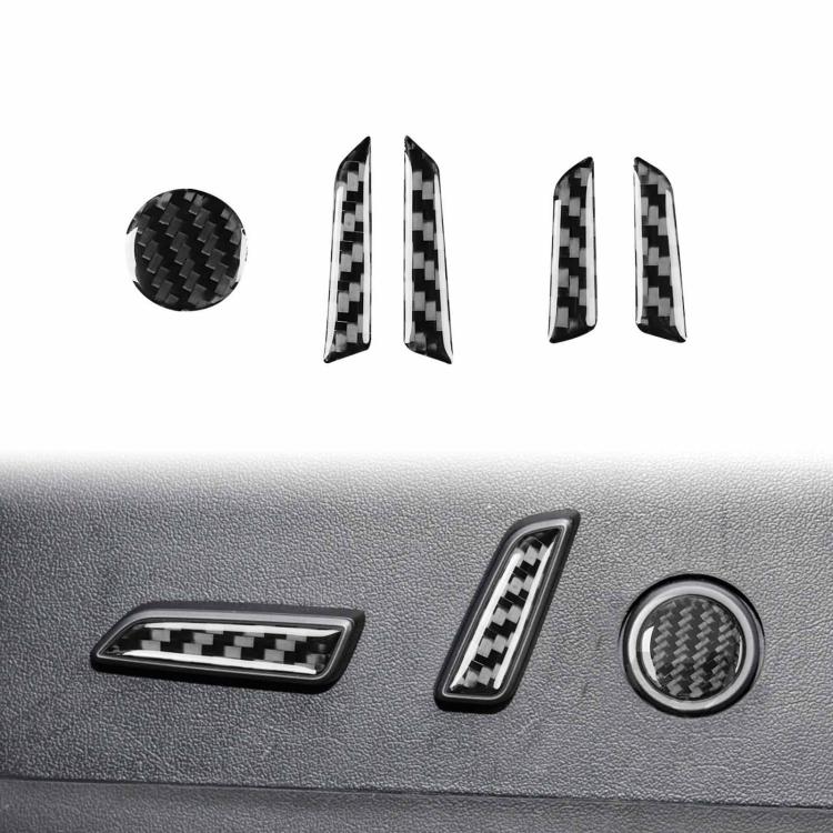 For Tesla Model 3 2023- 5pcs/Set Carbon Fiber Car Seat Adjustment Button Decorative Sticker, Car Seat Adjustment Button
