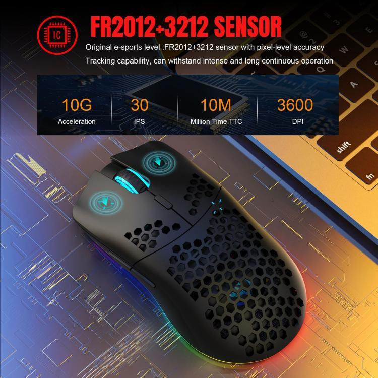 HXSJ T66 3 Modes Wired 2.4G BT5.3 Wireless RGB Rechargeable Mouse, T66