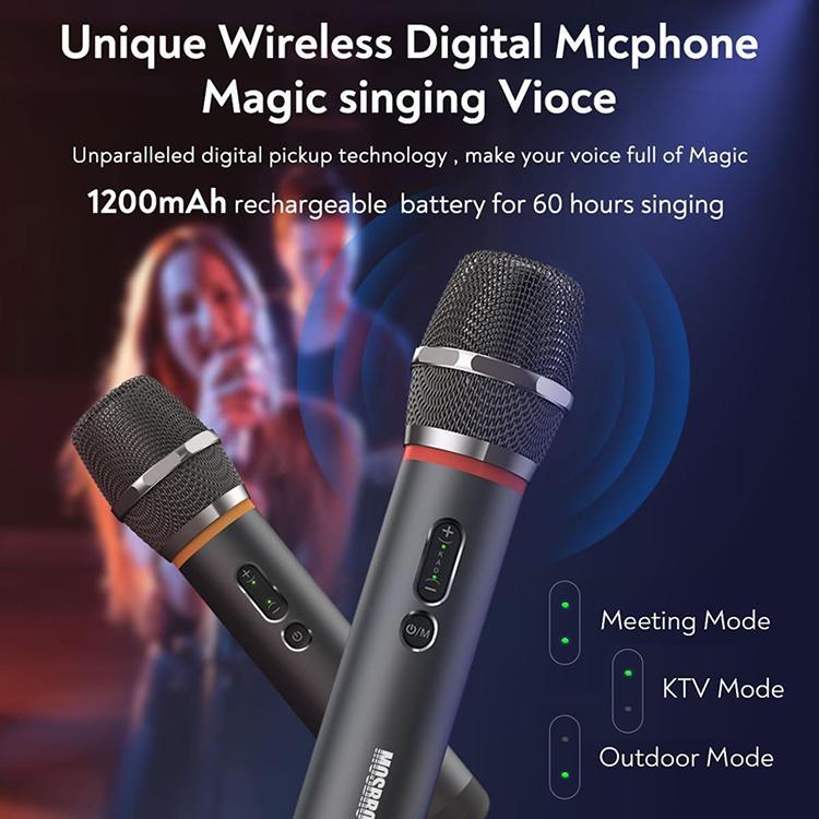 MS6K Portable RGB Dazzling Bluetooth Speaker Outdoor Karaoke Subwoofer, No Mic, Dual Mic