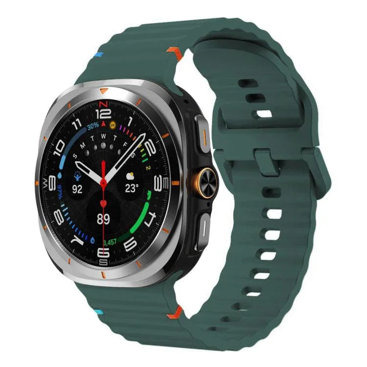 For Samsung Galaxy Watch8 Classic 46mm / Watch8 44mm / 40mm xDfind Wavy Grain Stitched Silicone Watch Band, L