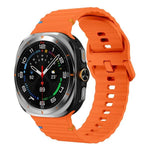 For Samsung Galaxy Watch8 Classic 46mm / Watch8 44mm / 40mm xDfind Wavy Grain Stitched Silicone Watch Band, L