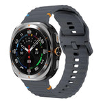For Samsung Galaxy Watch8 Classic 46mm / Watch8 44mm / 40mm xDfind Wavy Grain Stitched Silicone Watch Band, L