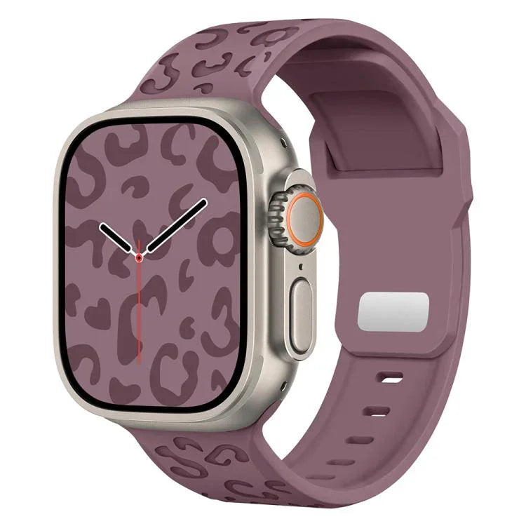 Buckle Concave Leopard Silicone Watch Band, For Apple Watch 46mm / 49mm / 45mm / 44mm, For Apple Watch 42mm / 41mm / 40mm / 38mm
