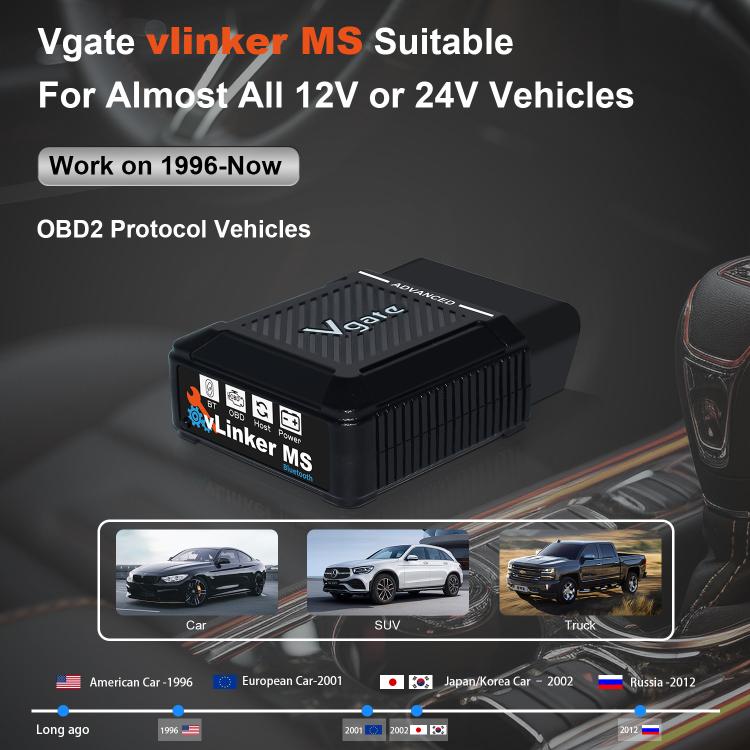 Vgate vLinker MS 12V / 24V Bluetooth Car OBD2 Scanner, vLinker MS