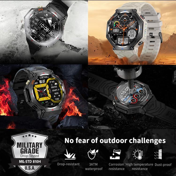 KC91 1.39 inch IPS Screen 3ATM Outdoor GPS Smart Watch with Flashlight