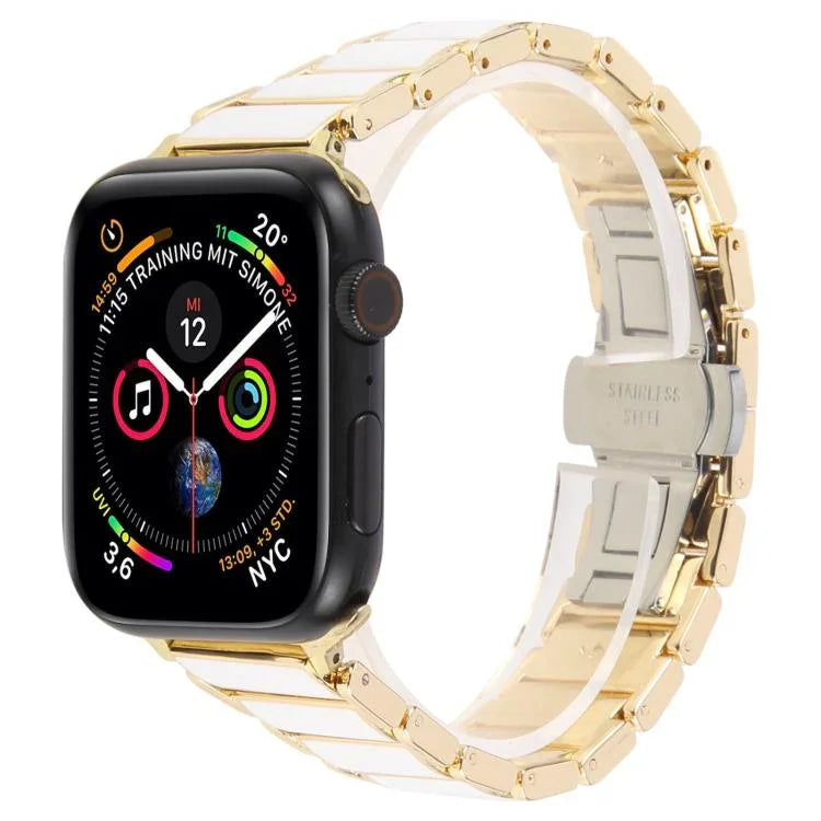 Three Beads Ceramics 18mm Steel Watch Band, For Apple Watch 46mm / 49mm / 45mm / 44mm, For Apple Watch 42mm / 41mm / 40mm / 38mm