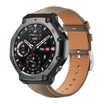 xDfind Flat Head Black Shark Fine Grain Leather Watch Band, For Amazfit T-Rex 3 22mm