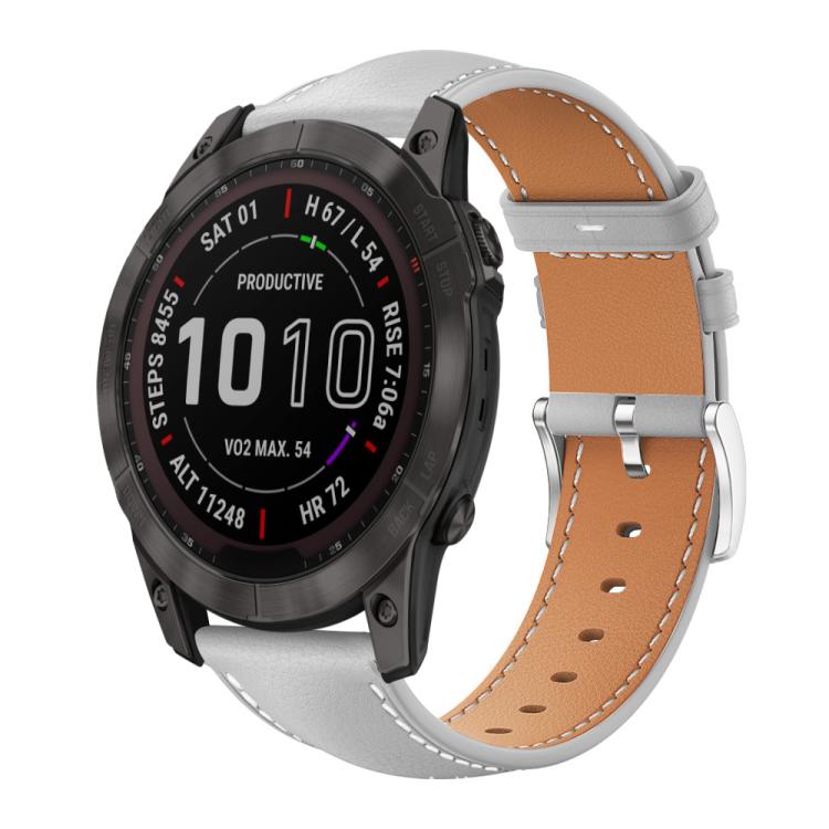 xDfind Flat Head Black Shark Fine Grain Leather Watch Band, For Garmin Fenix 8/7/6/5 22mm 20mm, For Garmin Fenix 8/7X/6X/5X 26mm 22mm, For Garmin Forerunner 220/735/735XT/230/235 20mm, For Garmin Forerunner 35/30/35j 20mm