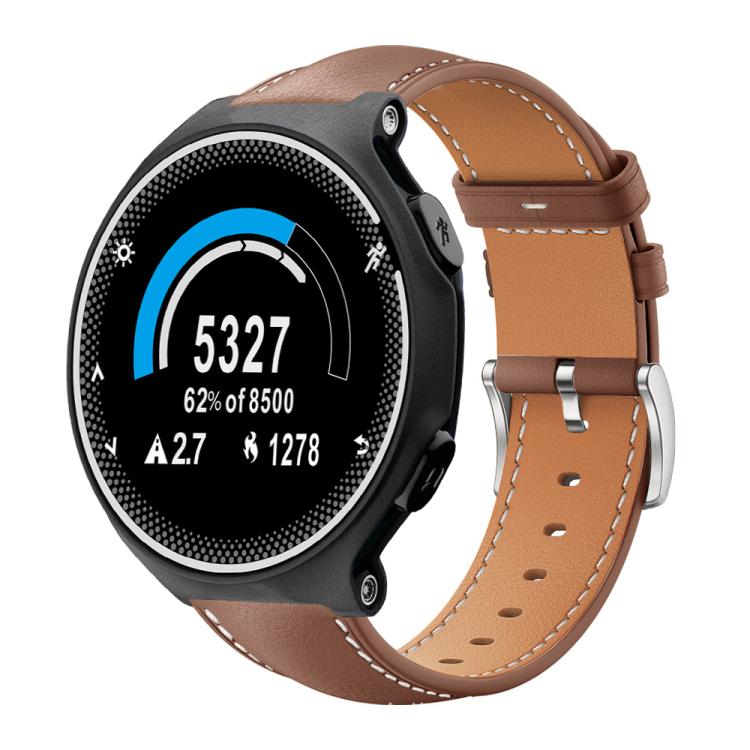xDfind Flat Head Black Shark Fine Grain Leather Watch Band, For Garmin Fenix 8/7/6/5 22mm 20mm, For Garmin Fenix 8/7X/6X/5X 26mm 22mm, For Garmin Forerunner 220/735/735XT/230/235 20mm, For Garmin Forerunner 35/30/35j 20mm