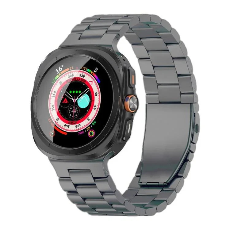 Three Beads Flat Buckle Titanium Alloy Watch Band, For Samsung Galaxy Watch Ultra / Ultra 2025, For Samsung Galaxy Watch8 / Watch8 Classic