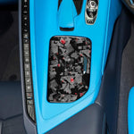 Forged Gold Foil Carbon Fiber Car Central Control Cup Cover Decorative Sticker for Chevrolet Corvette C8 2020-, Right Driver, Central Control Cup Cover, Right Driver